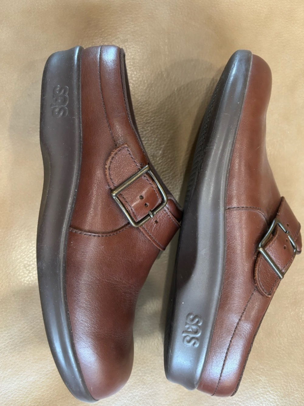 SAS tripad comfort Women's Brown Leather nursing Slip-On Mule with Side Buckle - Picture 3 of 5